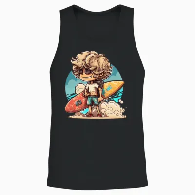 Surfer Summer Funny Unisex Tank Top - Black