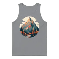 Retro Sunset Mountain — Summer & Beach Unisex Tank Top - Sport Grey – 1