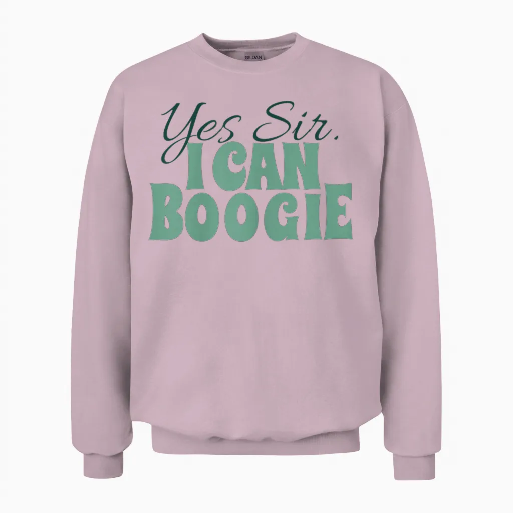 Spruch Frauen Singen & Tanzen Yes Sir, I Can Boogie Grün Unisex Sweatshirt in Light Pink
