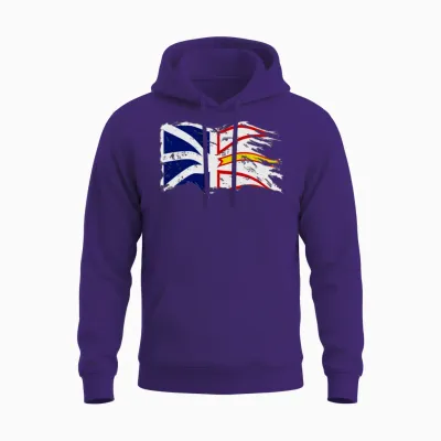 Distressed Waving Nl Flag Cut Unisex Hoodie - Purple
