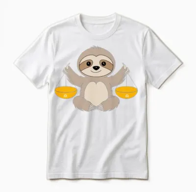 Libra Zodiac Sloth Balancing Harmony Unisex T-Shirt - White