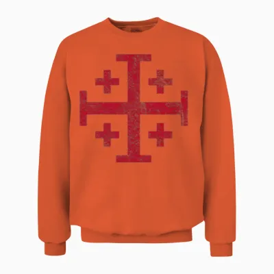Knight's Templar Jerusalem Cross Kingdom Of Unisex Sweatshirt - Orange