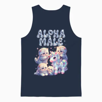 Unicorn Alpha Cat Male Unisex Tank Top - Navy