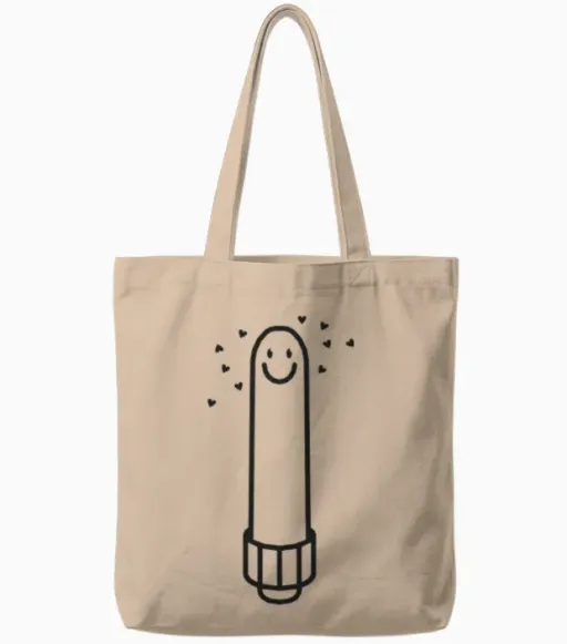 Smiling Dildo Tote Bags in Natural