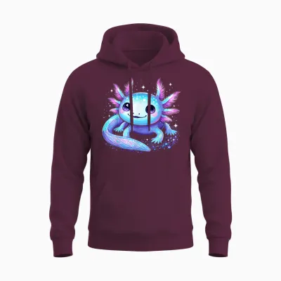 Cute Axolotl Galaxy Rainbow Colourful Axolotl T-Shirt, Black, S Unisex Hoodie - Maroon