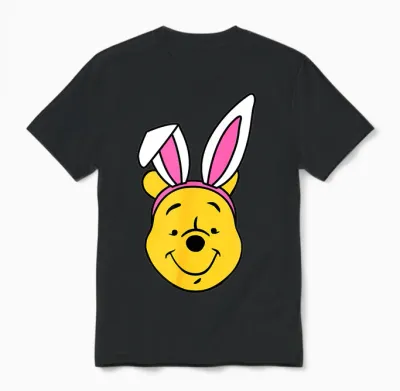 Amazon Essentials Disney Winnie the Pooh Spring Easter Bunny Ears Unisex T-Shirt - Black
