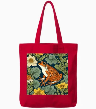 Frog William Morris Tote Bags - Red