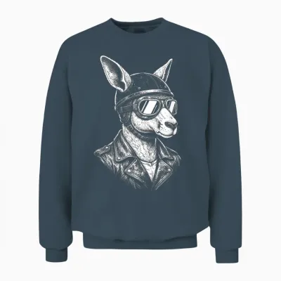 Animal Retro Biker Kangourou Moto Rider Unisex Sweatshirt - Dark Heather