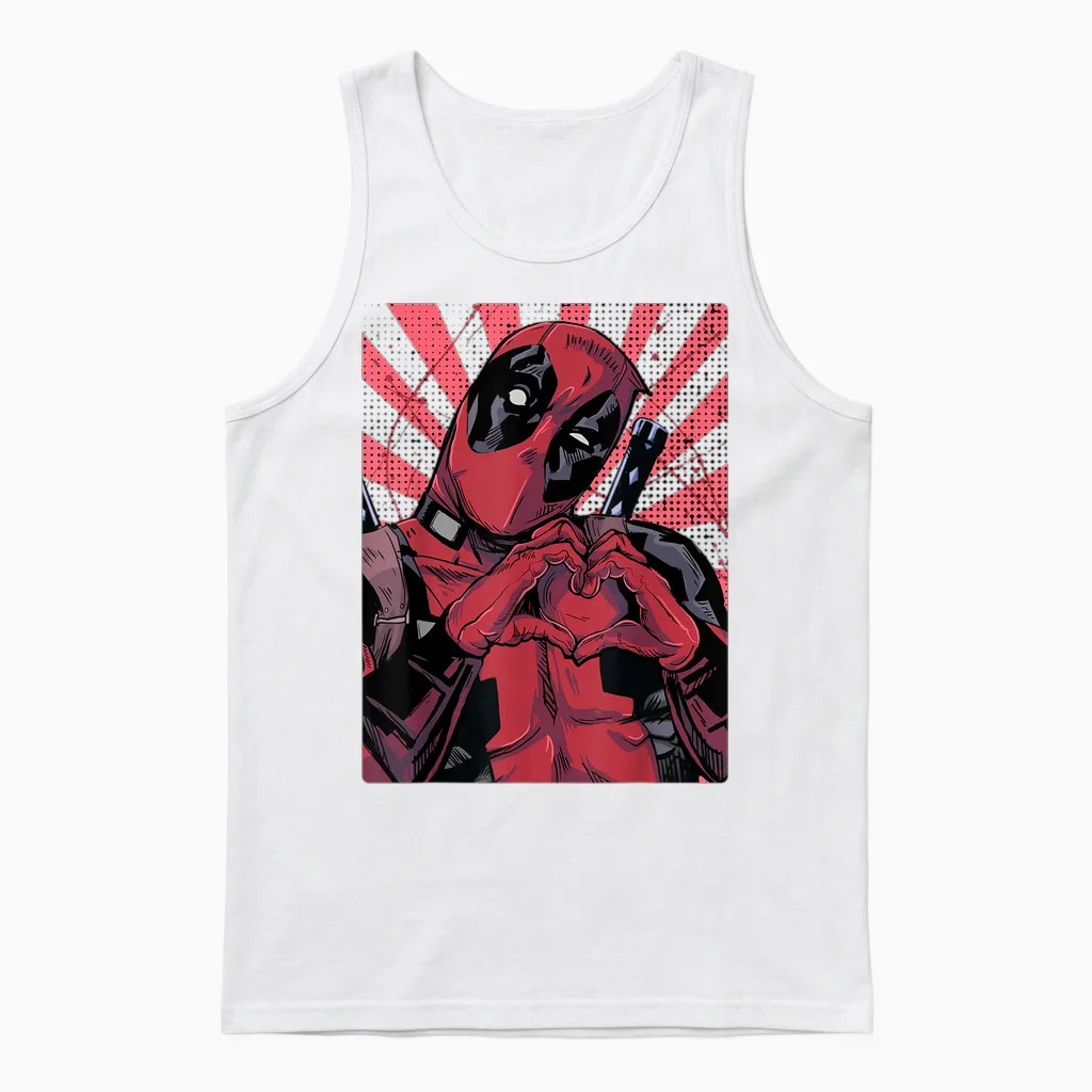 Marvel Deadpool Heart Hands T-Shirt, Black, S Unisex Tank Top in White