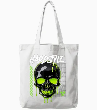 Hardstyle Rave Outfit Grüner Acid Skull Retro Tote Bags - White