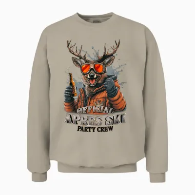 Official Après-Ski Party Crew Skiing T-Shirt, Black Unisex Sweatshirt - Sand