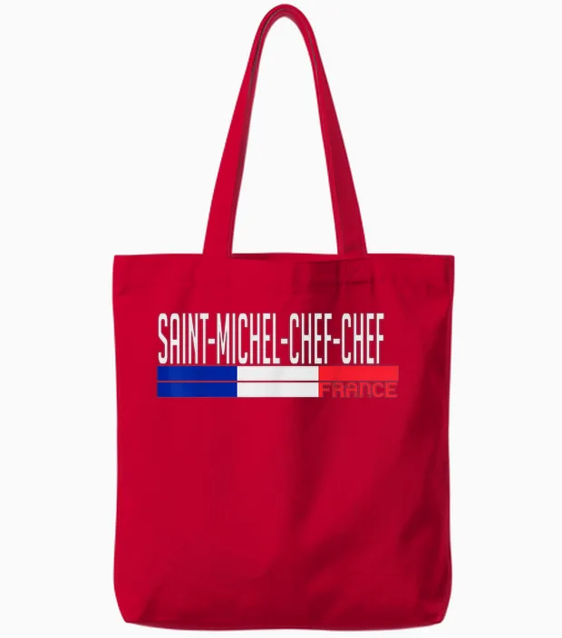 Saint-Michel-Chef-Chef France Drapeau France Fierté De La Ville Tote Bags in Red