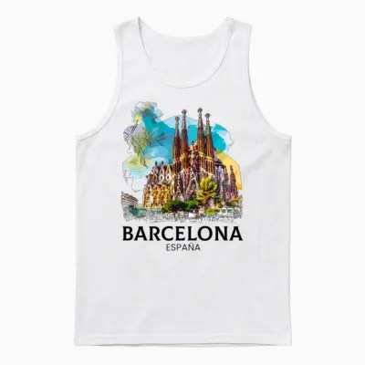 Barcelona Spain Espana Unisex Tank Top - White