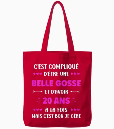 Girl 20 Years Beautiful Goose Birthday Humor Woman 20 Years T-Shirt, Black Tote Bags - Red