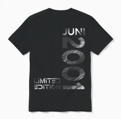 Limited Edition Juni 2001 Mann Frau 25. Geburtstag Unisex T-Shirt - Black