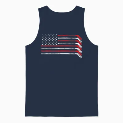 Ice Hockey Sticks Us Flag Patriotic Player Men Boys Unisex Tank Top - Navy