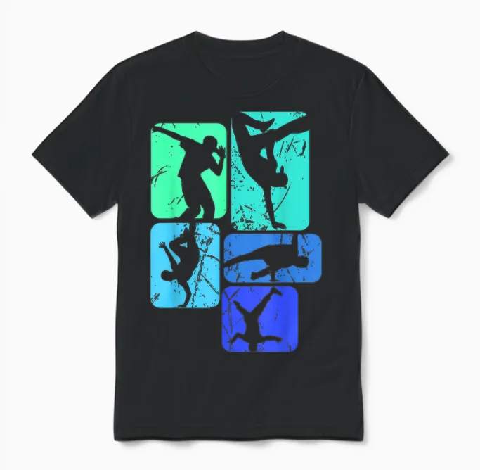 Breakdance Breakdancer Breakdancing Children's Boys Unisex T-Shirt in Black
