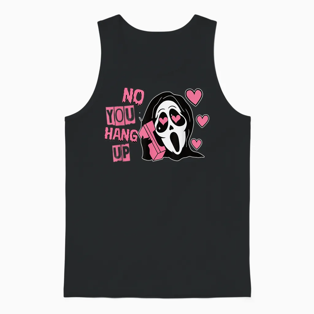 Funny No You Hang Up First Gho-St Calling Hello Halloween Unisex Tank Top in Black