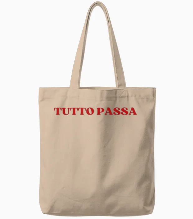 Tutto Passa Y2k Aesthetic Trendy Tote Bags in Natural