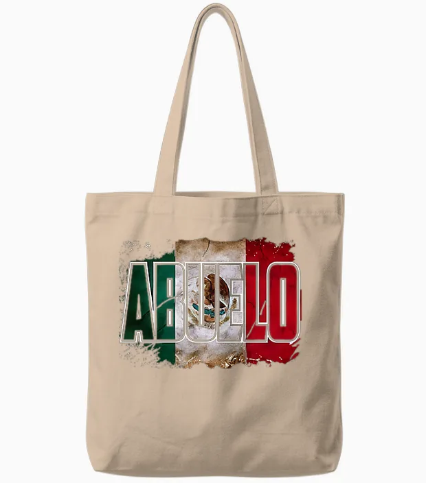 (2 Sided) El Abuelo Mas Chingon Mexican Grandpa Tote Bags in Natural