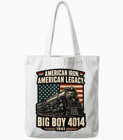 Big Boy 4014 Steam Locomotive Vintage American Railroad Tote Bags - White
