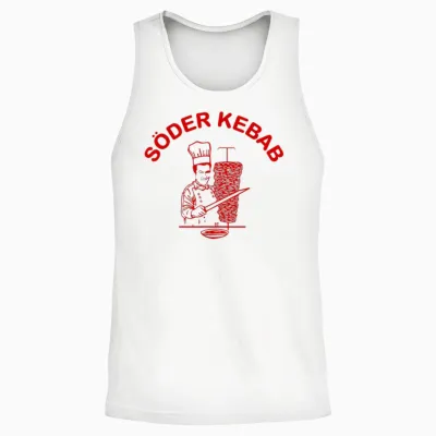 Söder Kebab T-Shirt - Bavarian Political Humour with Doner Cult T-Shirt, Black, S Unisex Tank Top - White