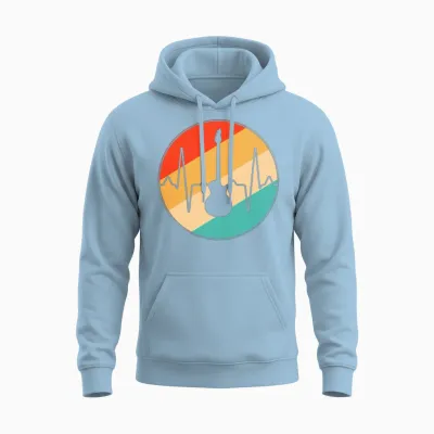 Rock Retro Heartbeat Unisex Hoodie - Light Blue