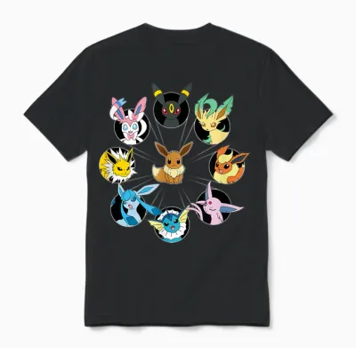 Pokémon - Eevee Evolution Circle Unisex T-Shirt - Black