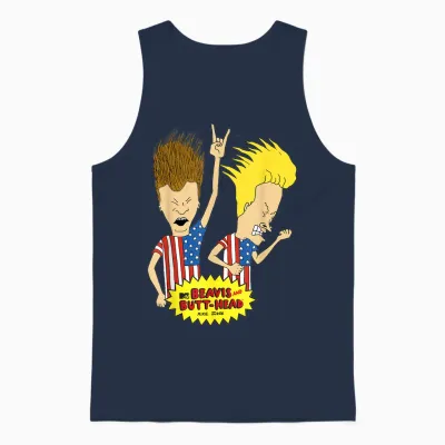 Beavis and Butt-Head Rock Out Us Flag Shirts Unisex Tank Top - Navy