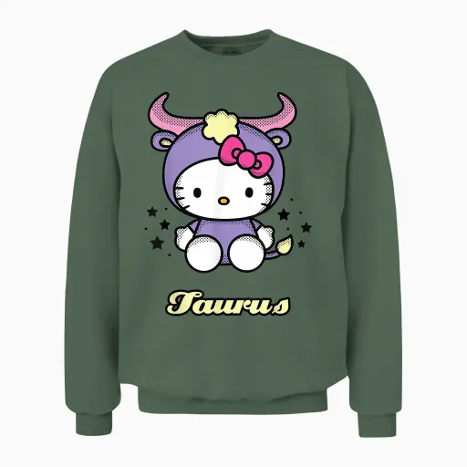 Hello Kitty Zodiac Taurus Unisex Sweatshirt - Military Green