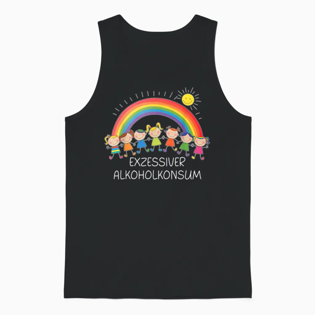 Exzessiver Alkoholkonsum X Lustige Kinder Zeichnung Unisex Tank Top in Black