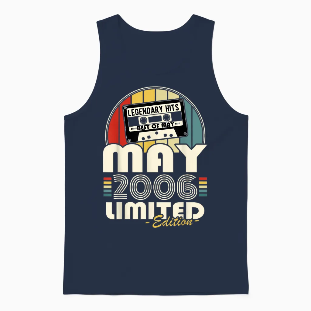 Vintage Anniversaire 20 Ans Née En Mai 2006 Garçons Filles Unisex Tank Top in Navy