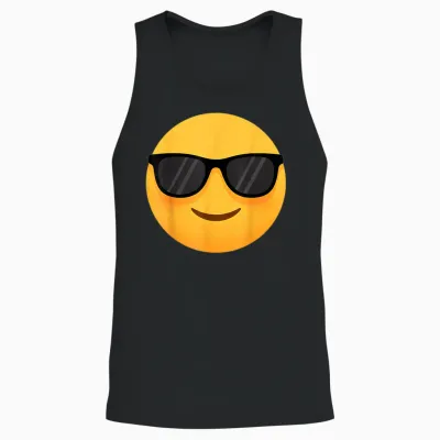 Funny Emoticon Cool Smiling Face with Sunglasses Unisex Tank Top - Black