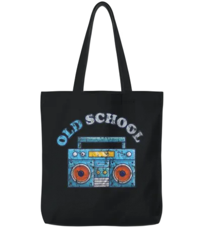 Old School Ghettoblaster Retro Tote Bags - Black