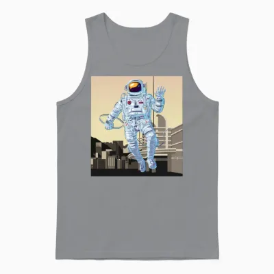 Astronaut in a Retro Moon Design Unisex Tank Top - Sport Grey