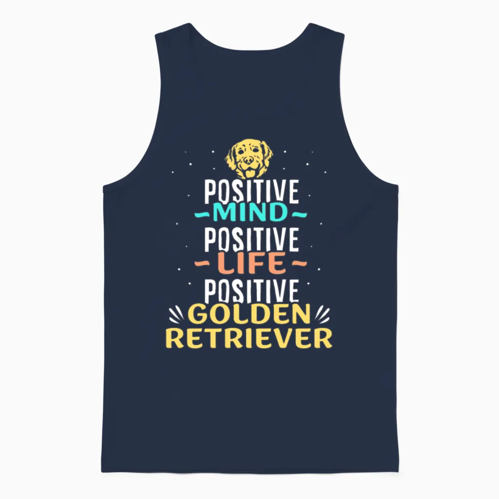 Positive Golden Retriever Unisex Tank Top in Navy