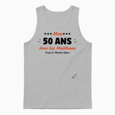 Humour 50 Years to Sign Birthday 50 Years Signature T-Shirt, White Unisex Tank Top - Ash