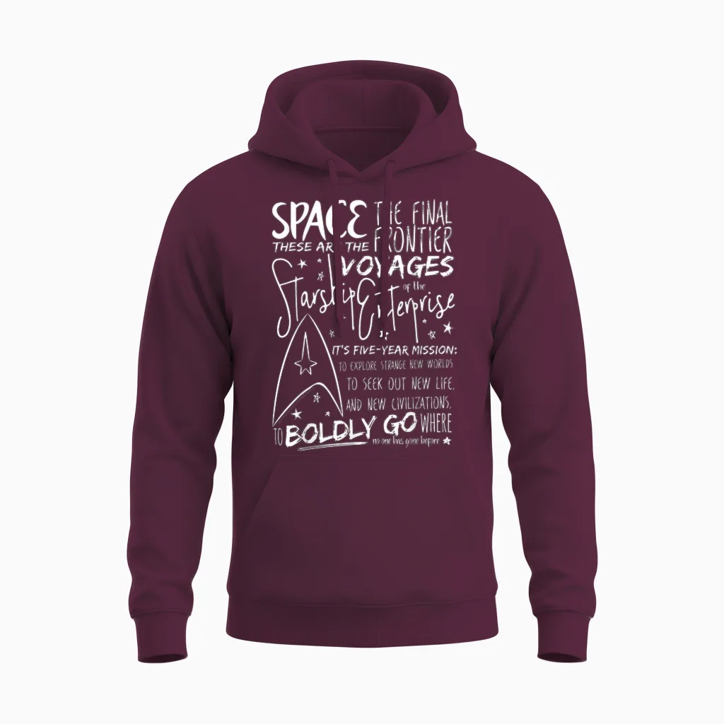 Star Trek Original Series Handwritten Speech Graphic Unisex Hoodie in Maroon