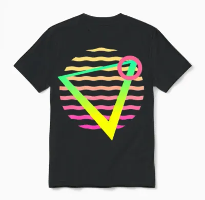 Retro Sunset Style 80s Unisex T-Shirt - Black