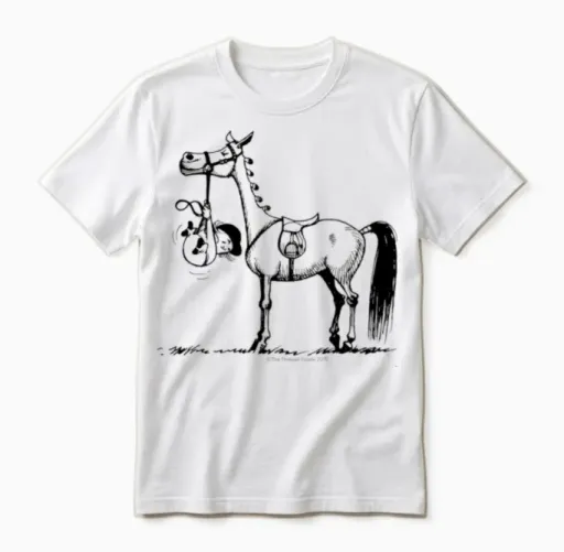 Stubborn Pony Thelwell Cartoon Unisex T-Shirt in White