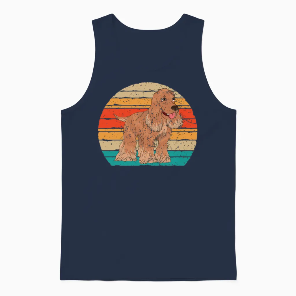 Retro Cocker Spaniel Unisex Tank Top in Navy