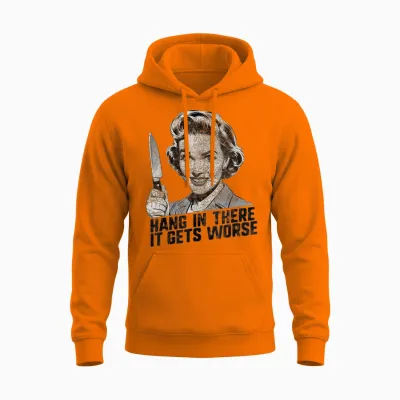 Humour Noir Drôle Rétro Horreur Graphique Alternative Gothique Humour Unisex Hoodie - Safety Orange