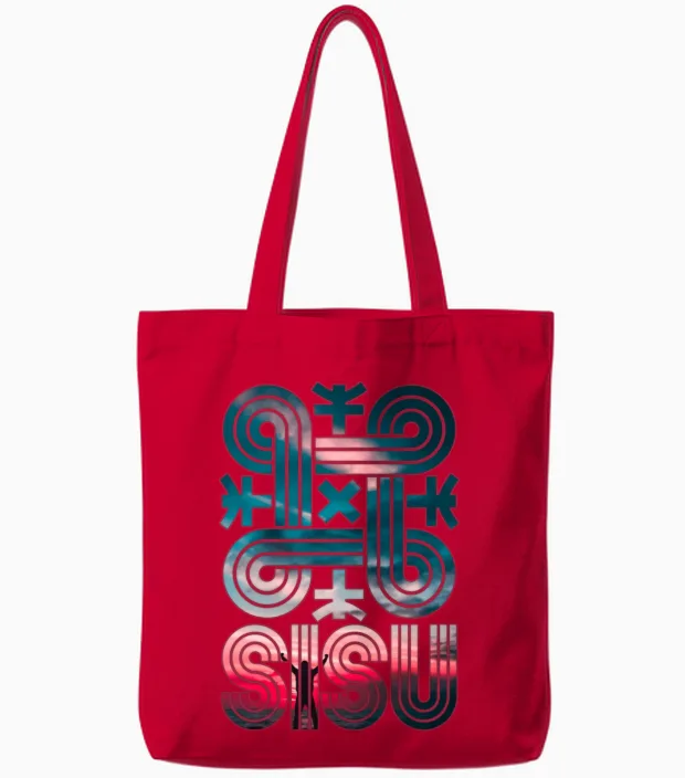 Sisu Finnish Suomi Finland Hannunvaakuna Symbol Su Tote Bags in Red