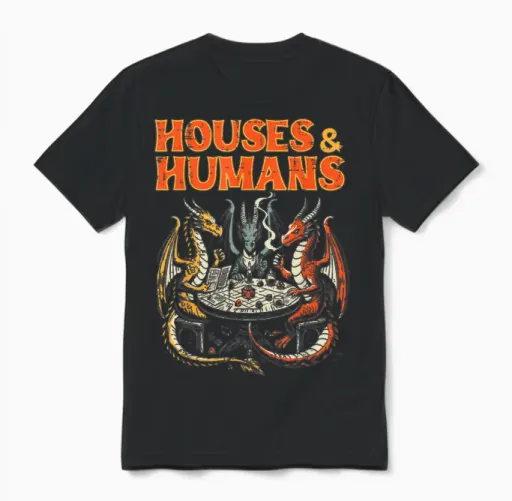 Gaming Houses Humans Funny Rpg Parody Gamer Men Boys Unisex T-Shirt - Black