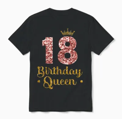Ladies 18th Queen Birthday 18 Years 18 T-Shirt, Black Unisex T-Shirt - Black