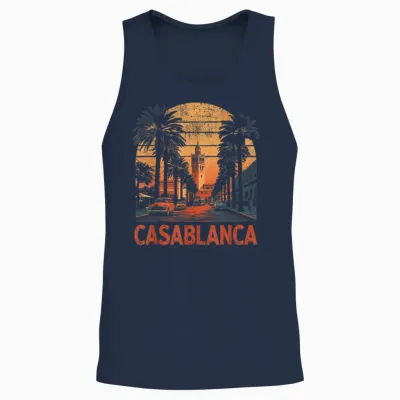 Casablanca Marokko Vintage 80er Jahre Stil Retro Unisex Tank Top - Navy