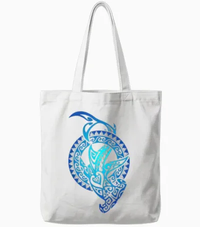 Hawaiian Shark Tribal Polynesian Sun Hawaiian Maori Cool Tote Bags - White