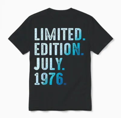 Juillet 1976 Année 1976 Rétro 1976 Vintage édition Limitée Unisex T-Shirt - Black