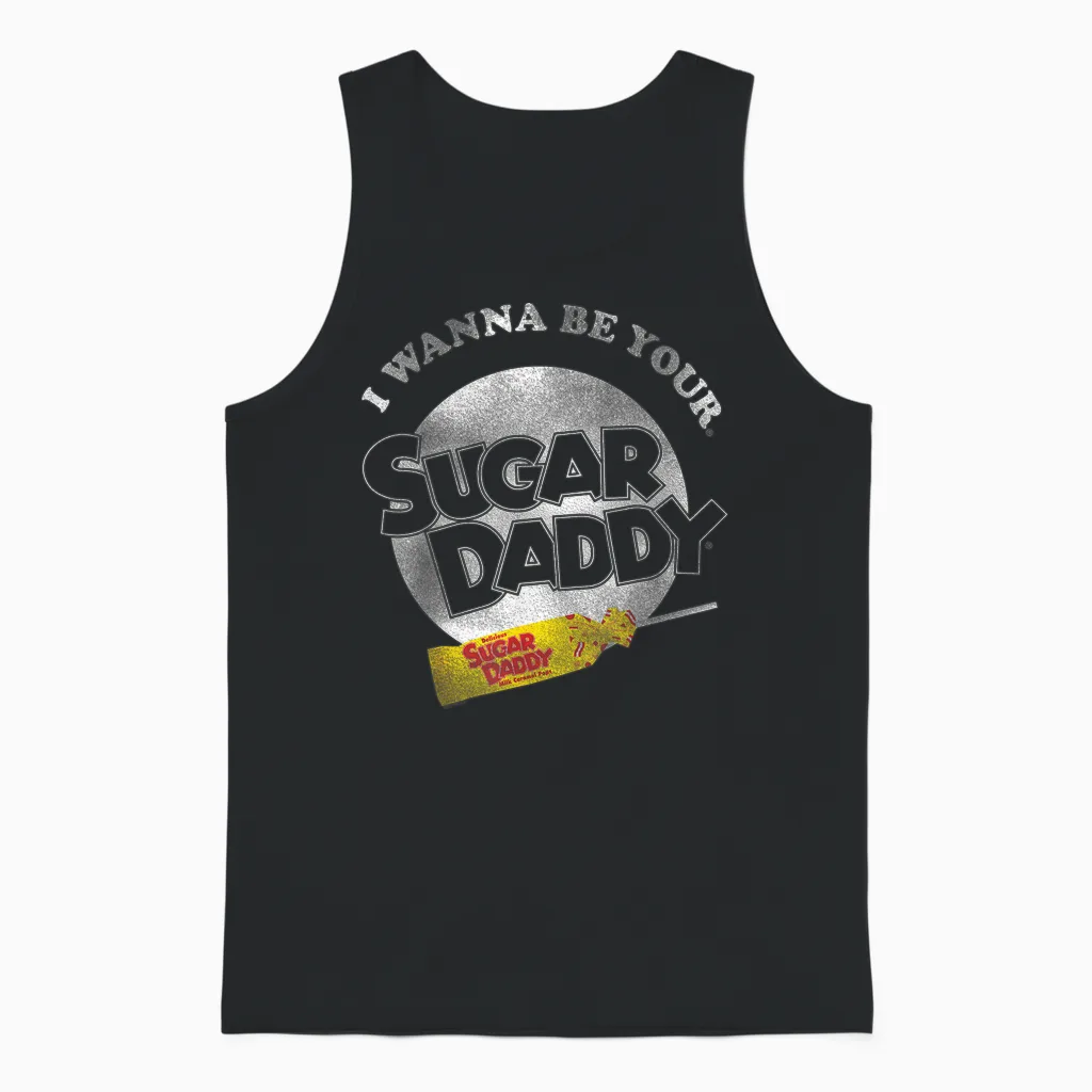 Sugar Daddy I Wanna Be Your Sugar Daddy Candy Unisex Tank Top in Black