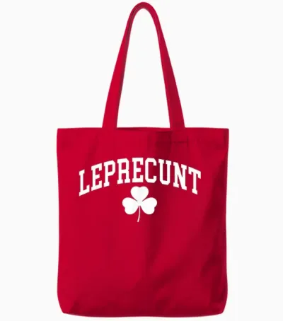 Leprecunt Funny Irish Shamrock Patrick's Day Men Women Tote Bags - Red